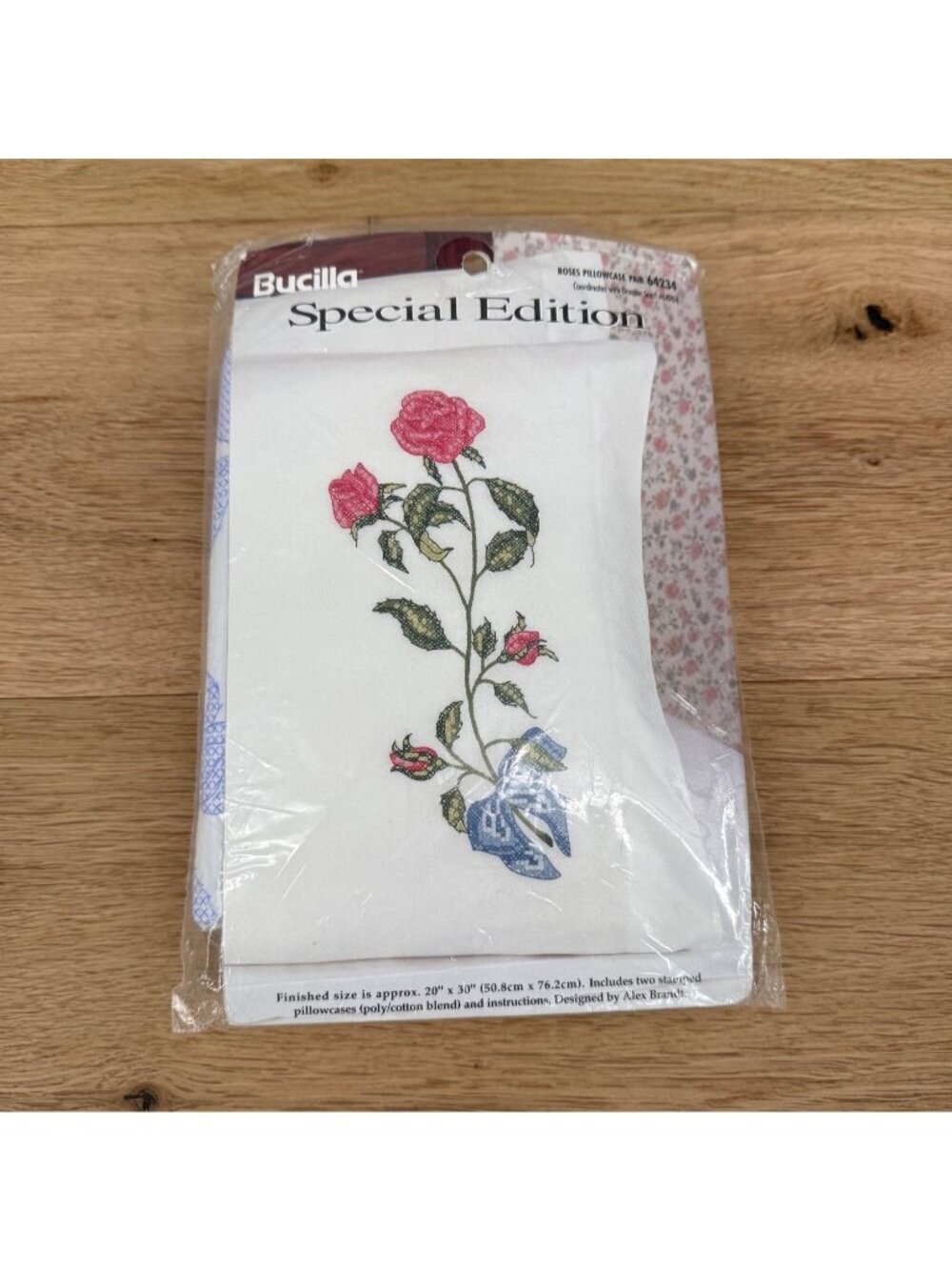 Bucilla VTG Roses Pillowcase Pair Stamped Cross Stitch Kit 64234 Special Edition
